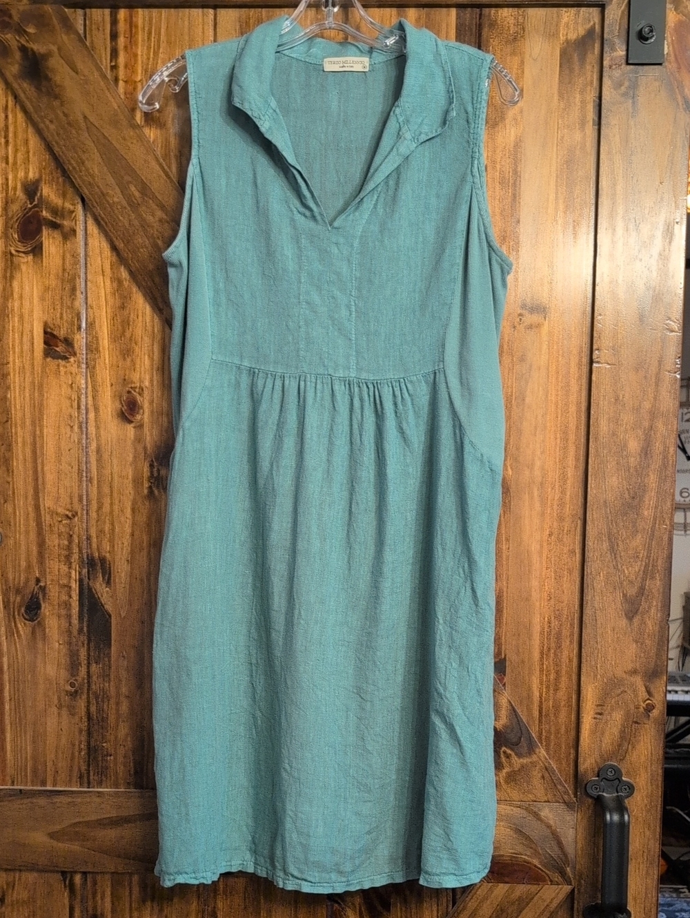 Terzo Millennio Sleeveless Teal Linen Dress Sz. Medium